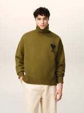 Ami Paris Bronze Wool Ami de Coeur Funnel Neck Sweater
