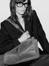 Saint Laurent Calypso Large Envelope Bag in Dry Grain Suede