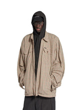 Zip-up Shirt in Beige and Khaki