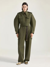 Givenchy Cropped Utility Jacket in Khaki Cotton and Wool
