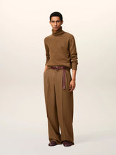Ami Paris Hazelnut Brown Wool Tabs Wide Trousers