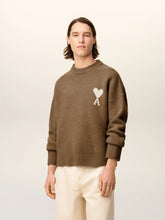 Ami Paris Hazelnut Brown Alpaca Ami De Coeur Crewneck Sweater