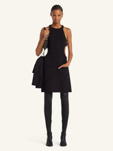 Courrèges Black Buckled A-Line Wool Mini Dres