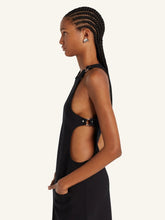 Courrèges Black Buckled A-Line Wool Mini Dres