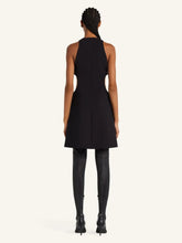 Courrèges Black Buckled A-Line Wool Mini Dres