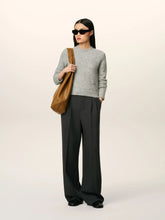 Ami Paris Anthracite Wool High-Waist Wide Trousers