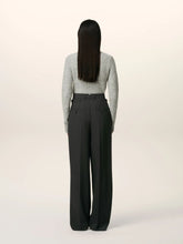 Ami Paris Anthracite Wool High-Waist Wide Trousers