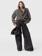 Dark Grey Melange Chunky Ribbed Hooded Cardigan