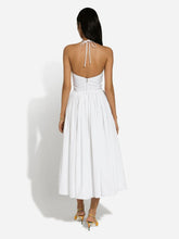 Dolce & Gabbana White Cotton Midi Halterneck Dress