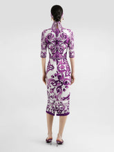 Dolce & Gabbana Majolica-Print Fitted Charmeuse Dress