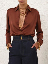 Zimmermann Tan Hypnotic Satin Shirt