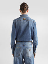 Dolce & Gabbana Blue Fitted Denim Shirt with Western Stitching