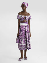 Dolce & Gabbana Majolica-Print Off-Shoulder Poplin Top