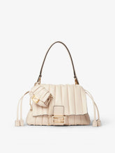 Fendi White Nano Mamma Baguette in Pleated Leather