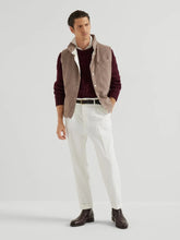 Brunello Cucinelli Hazelnut Bonded Wool Flannel Down Vest with Detachable Hood