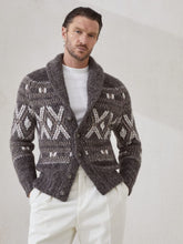Brunello Cucinelli Brown Geometric Jacquard Alpaca Cardigan