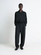 Lemaire Black Dry Silk Convertible Collar Shirt