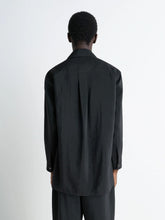 Lemaire Black Dry Silk Convertible Collar Shirt