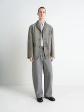 Pebble Grey Suede Single-Breasted Jacket