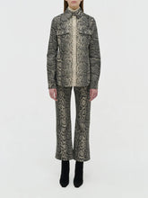 Gabriela Hearst Greyscale Recycled Python-Print Denim Shirt