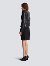 Balmain Black Cropped Peplum Lambskin Jacket