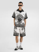 Dolce & Gabbana Black Majolica Print Poplin Hawaii Shirt