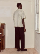 Bode Celery Stripe Short-Sleeve Cotton Shirt