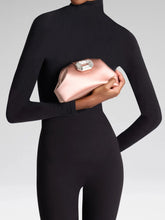 Powder Satin Camelia Clutch Bag