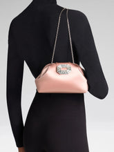 Amina Muaddi Powder Satin Camelia Clutch Bag