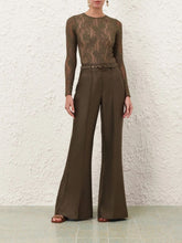Zimmermann Dark Olive Rebellion Structured Flare Trousers