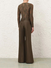 Zimmermann Dark Olive Rebellion Structured Flare Trousers