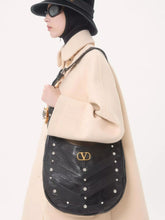 Black Studded Nappa Hobo Bag