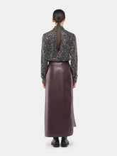 Rabanne Plum Vegan Leather Double Layer Midi Skirt