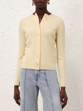 Zimmermann Butter Yellow Ribbed Knit Cardigan