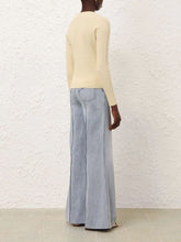 Zimmermann Butter Yellow Ribbed Knit Cardigan