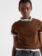 Prada Tobacco Wool-Cashmere Sweater with Jewels