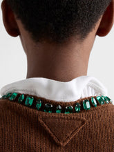 Prada Tobacco Wool-Cashmere Sweater with Jewels