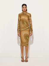 Pucci Iride Print Gold Lamé Jersey Polo Top