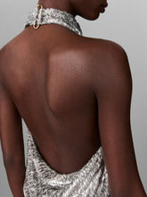 Stella McCartney Silver Metallic Velvet Halterneck Top