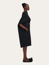 Ferragamo Black Belted Midi Cape Dress