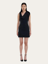 Ferragamo Black Asymmetric Wool Mini Dress