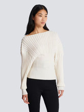 Balmain White Tube-Knit Jumper with Batwing Sleeves