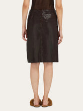 Ferragamo Espresso Leather Midi Skirt