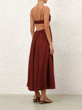 Zimmermann Wanderlust Plunge Maxi Dress in Burgundy
