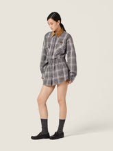 Miu Miu Slate Grey Checked Flannel Shirt