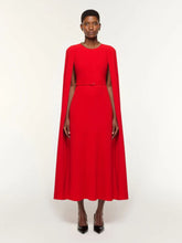 Roland Mouret Red Light Cady Cape Midi Dress with Belt