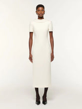 Roland Mouret Cream Collared Crepe Column Midi Dress