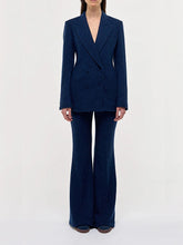Gabriela Hearst Electric Navy Speckled Cashmere Flare Pants