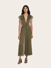 Zeus+Dione Selene Sleeveless Pleated Dress in Khaki