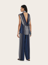 Zeus+Dione Navy Blue Kymo Backless Jacquard Silk Top